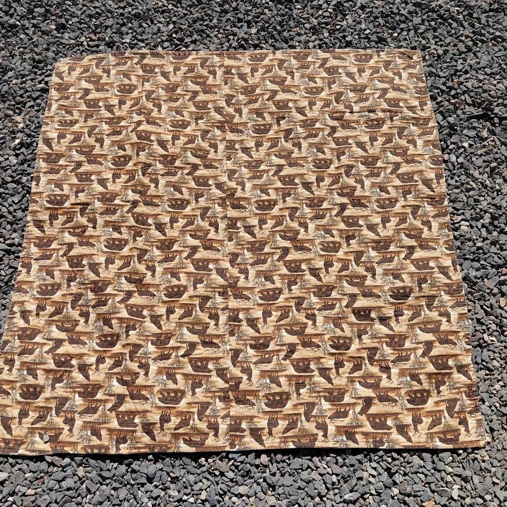 Bear Wildlife Quilt Blanket Square Nature Cabin Wolf Moose Outdoor Hunter 51x53